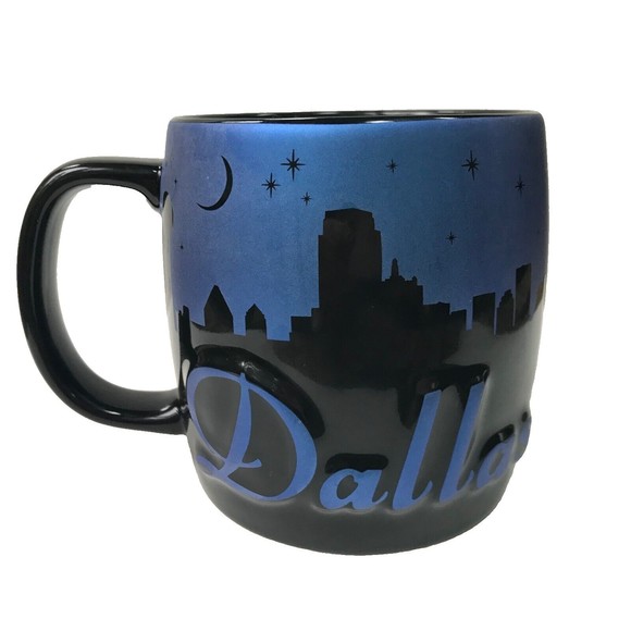 Dallas City Skyline Coffee Tea Mug Blue Night Americaware 2014 - Picture 1 of 5